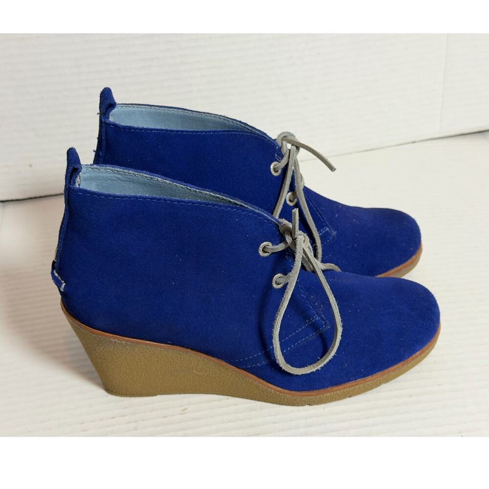 Women's Sperry Electric Blue Suede wedge booties Boots Shoes Size 8.5